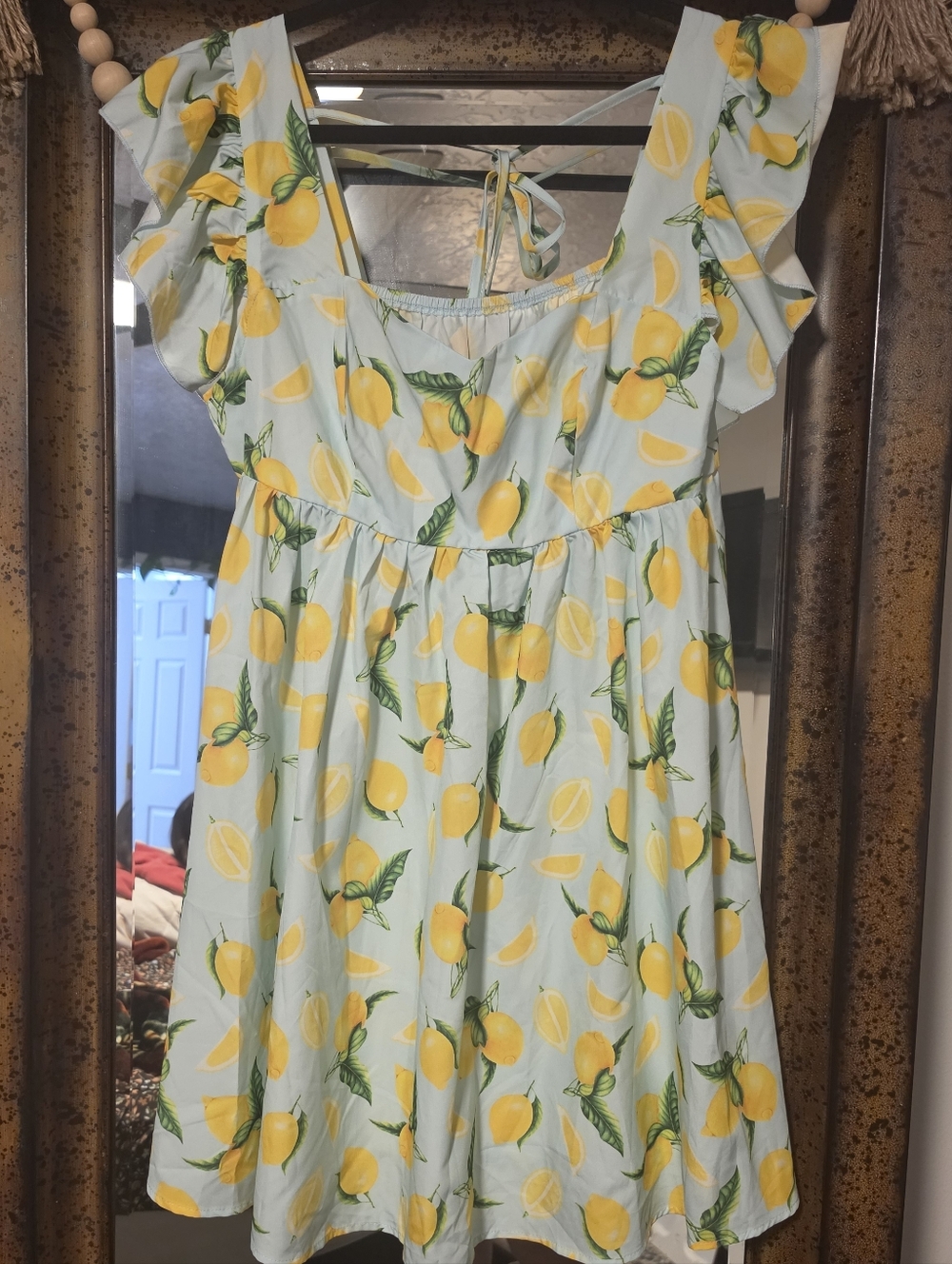 SHEIN Light Blue & Yellow Lemon Print Dress
